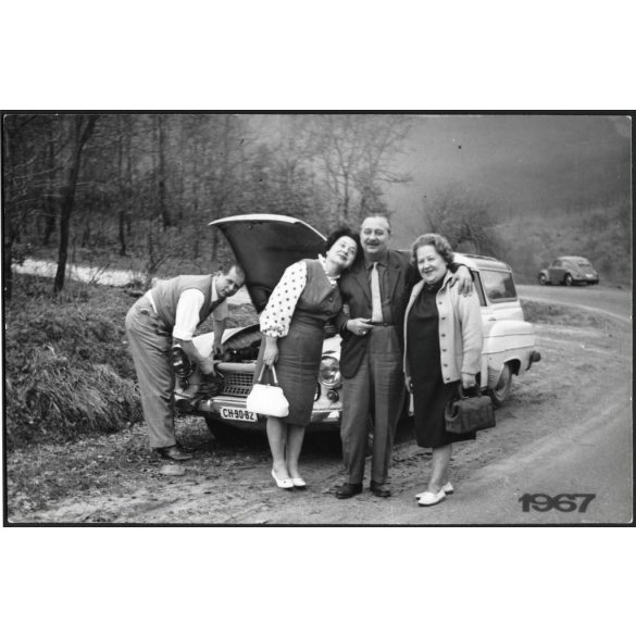 Kirándulás Wartburg kombi személygépkocsival, autó, jármű, közlekedés, szocializmus, Volkswagen, 1960-as évek, Eredeti fotó,  papírkép.