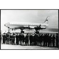   A Tupoljev TU-114 szovjet repülőgép bemutatója, Budapest, Ferihegy, repülés, jármű, közlekedés, szocializmus, 1959. június 5,, 1950-es évek, Eredeti fotó, papírkép.  