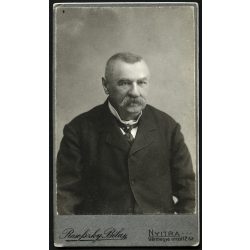   Rasofszky Béla műterme, Nyitra (Érsekújvár), Felvidék, férfi portréja, bajusz, nyakkendő, monarchia, 1890-es évek, Eredeti CDV, vizitkártya fotó.  