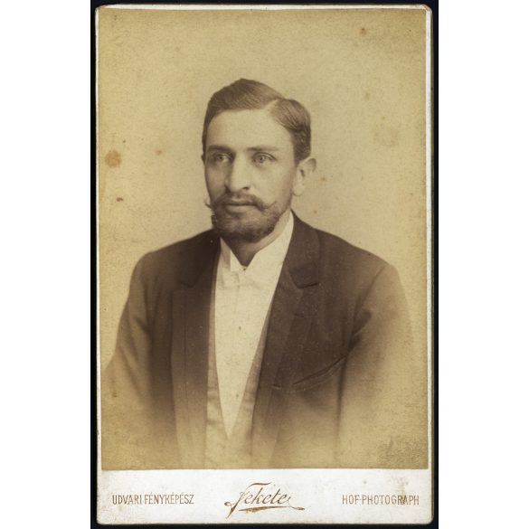 Fekete műterem, Nagyvárad, Erdély, elegáns férfi szakállal, bajusszal, portré, monarchia, 1890-es évek, Eredeti kabinetfotó.  