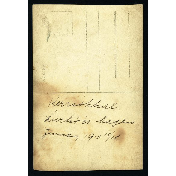 Popp L. (?) fotográfus, Fiume, gyerekek (Lurkó és Magdus) triciklin, játék, jármű, közlekedés, monarchia, 1910, 1910-es évek, Eredeti hátulján feliratozott fotó, papírkép.   