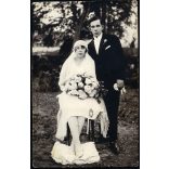 Biró műterem, Székelyhíd, Erdély, esküvő, gyönyörű menyasszony, vőlegény, Horthy-korszak, 1928, 1920-as évek, Eredeti fotó, hátulján feliratozott, pecséttel jelzett papírkép.   