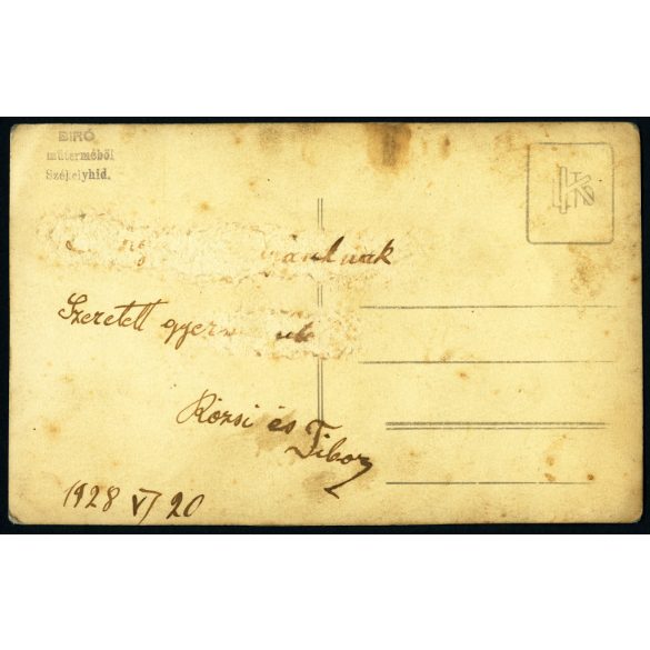 Biró műterem, Székelyhíd, Erdély, esküvő, gyönyörű menyasszony, vőlegény, Horthy-korszak, 1928, 1920-as évek, Eredeti fotó, hátulján feliratozott, pecséttel jelzett papírkép.   