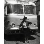 Ikarus 55 távolsági autóbusz Budapest táblával. busz, jármű, közlekedés, szocializmus, 1960-as évek, Eredeti fotó,  papírkép.  