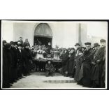 Posfay Andor művészi fényképész, Kispest, központi református templom, harangszentelés, cserkész, egyház, vallás, ünnep, helytörténet, 1928. október 20, Horthy-korszak, 1920-as évek, Eredeti pecséttel jelzett fotó, papírkép, hátulján feliratozva.