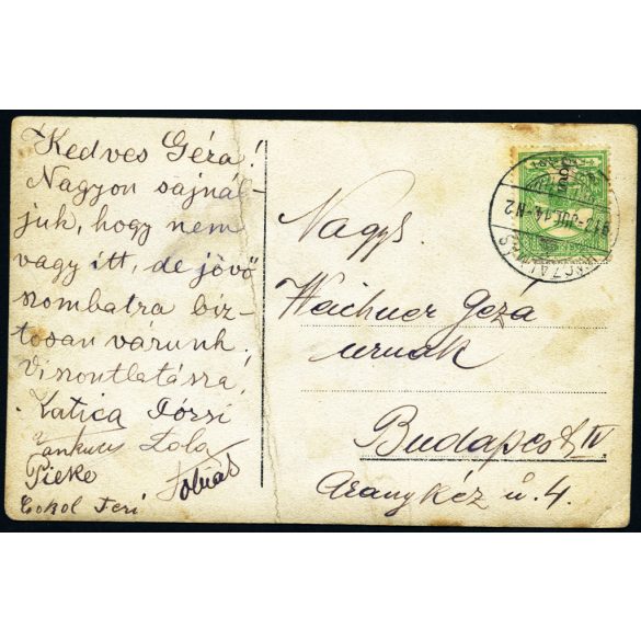 Elegáns nő gyerekekkel, Rácalmás, nyaralók, kalap, üdülőhely, helytörténet, monarchia, 1913, 1910-es évek, Eredeti fotó, hátulján feliratozott papírkép.  