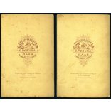 2 darab „Cabinet kép”, Pobuda károly műterme, Győr, elegáns házaspár portréja, monarchia, 1870-es évek, Eredeti korai kabinetfotó ritka felirattal.  méret megközelítőleg (centiméterben): 10 .5 x 17  Használt! Eredeti nagyítás! Nem reprint, nem másola