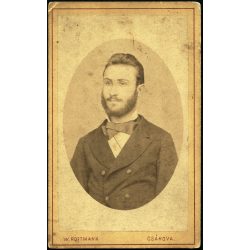   W. Rottmann műterme, Csákova (Csák), Erdély, Sváby Géza, elegáns fiatal szakállas férfi portréja, monarchia, 1876, 1870-es évek, Eredeti CDV, hátulján feliratozott vizitkártya fotó, sarka picit törött, ritka műterem!  