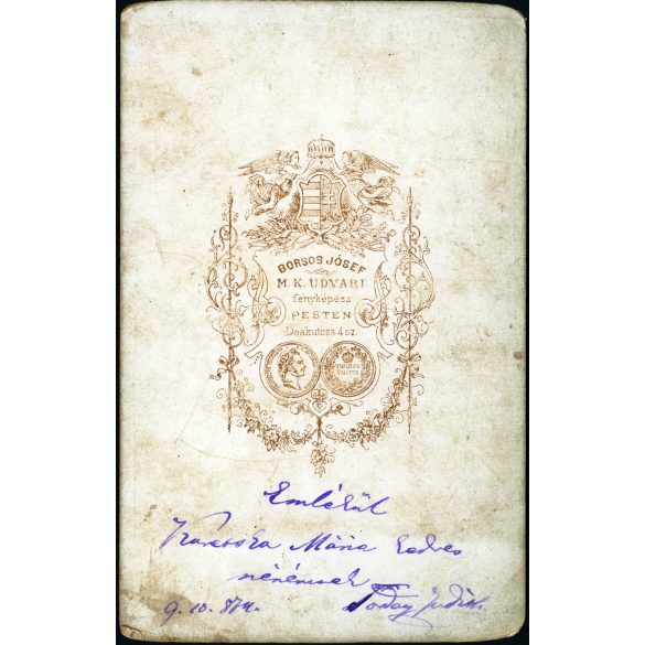 Borsos József műterme, Pest, hátoldalon nevesített gyerek portréja, monarchia, 1860-as évek, Eredeti, hátulján feliratozott korai kabinetfotó.   méret megközelítőleg (centiméterben): 10.5 x 17  Használt! Eredeti nagyítás! Nem reprint, nem másolat.  á