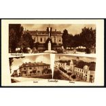 Országzászló, Tornalja, Felvidék, posta, Fő utca,  Horthy-korszak, helytörténet, 1940-es évek, Eredeti képeslap fotó, papírkép.  