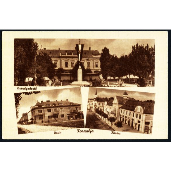 Országzászló, Tornalja, Felvidék, posta, Fő utca,  Horthy-korszak, helytörténet, 1940-es évek, Eredeti képeslap fotó, papírkép.  