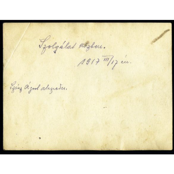 Szász Ágoston alezredes szolgálat közben, magyar katona, egyenruha, telefon, tiszt,  egyenruha, 1. világháború, monarchia, 1917. március 17, 1910-es évek, Eredeti fotó, papírkép, hátulján feliratozva.   