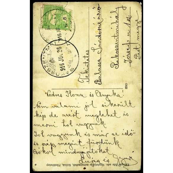 Ellinger Ede fényképész, Siófok, Fürdőtelep, fürdőző családok a Balatonban, fürdőruha, nyaralás, helytörténet, monarchia, 1916, 1910-es évek, Eredeti fotó, papírkép, hátulján feliratozott, jelzett.