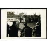 Keresztény Béla fényképész, Budapest, Rákosi Iparos Dal- és Önképző Egylet ünnepsége, zászló, zene, leventék, helytörténet, Horthy-korszak, 1930-as évek, Eredeti fotó, papírkép, hátulja feliratozott, pecséttel jelzett. 