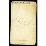 Kozics Ede (Eduard Nepomuk Kozics) műterme, Pozsony (Pressburg), Felvidék, csinos lány, Gilebert Etelka portréja, monarchia, 1860-as évek, Eredeti CDV, hátulján feliratozott vizitkártya fotó. 