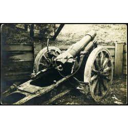  Krupp ágyú a fronton, 15 cm Ring Kanone C/72, fegyver, katona, 1. világháború, 1910-es évek, monarchia, Eredeti fotó, papírkép.  