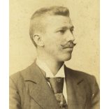 Keglovich műterem, Szeged, Meák Géza retusált bajusszal, elegáns fiatal férfi, nevesített, 1890-es évek, Eredeti, aláírt, szignózott kabinetfotó.  