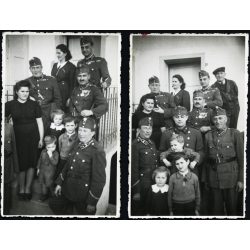   2 darab fotó, magyar katonák egyenruhában, kitüntetés, érdemrend, 2. világháború, Horthy-korszak 1940-es évek, Eredeti fotó, papírkép.  