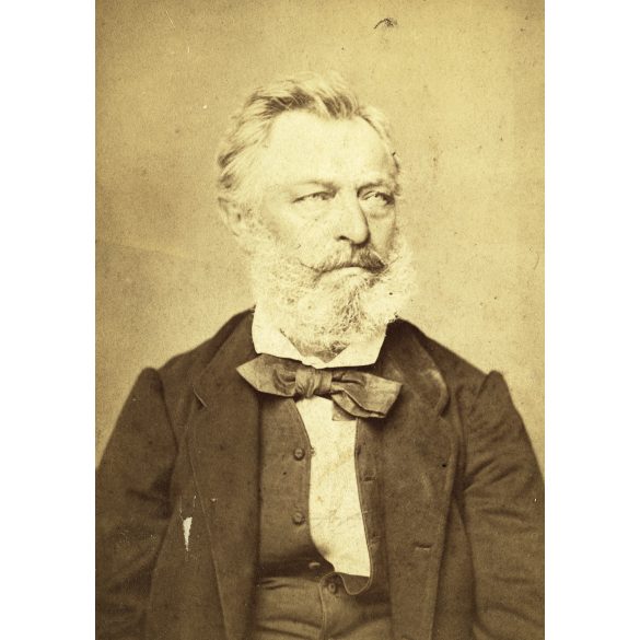Letzter Lázár műterme, Kassa (Felvidék), (Debrecen?, Szeged?), elegáns szakállas férfi portréja, nyakkendő, helytörténet, monarchia, 1870-es évek, Eredeti kabinetfotó. 