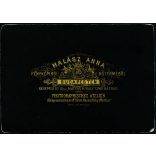 Halász Anna műterme, Budapest, testvérek ünneplő ruhában, matrózblúz, gyerek, festett háttér, monarchia, 1890-es évek, Eredeti kabinetfotó. 