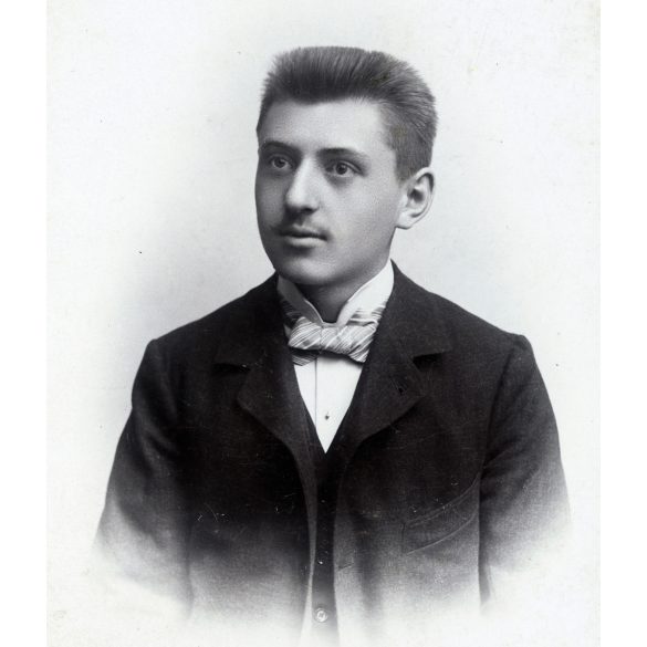 Divald Károly fia műterem, Eperjes, Felvidék, fiatal férfi, Virágh János portréja, helytörténet, monarchia, 1890-es évek, Eredeti kabinetfotó. 