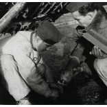 Nagyobb méret, katonák repeszbombákat raknak egy olasz repülőgépre, Olaszország, egyenruha, 2. világháború, aviatika, 1940-as évek, Horthy-korszak, Eredeti sajtófotó (LUCE), hátulján feliratozott, pecséttel (Magyar Szárnyak újság) jelzett papírkép.  