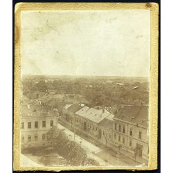   Részlet a görög-katolikus templom tornyából. Munkács, „felvette Bertalan Tibor”, főgimnáziumi internátus, házak, utcák, helytörténet, monarchia, 1904, 1900-as évek, Eredeti hátulján feliratozott kabinetfotó, alja vágott.
