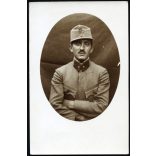 Magyar katona portréja, hadnagy, K.u.K, egyenruha, 1. világháború, bajusz, tábori vadász,  1910-es évek, monarchia, Eredeti fotó, papírkép. 