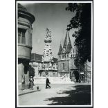 Szentháromság tér, Budapest, plakát, kutya, épület, lakóház, Budai Vár, 1. kerület,  helytörténet, Horthy-korszak 1930-as évek, Eredeti fotó, papírkép.  