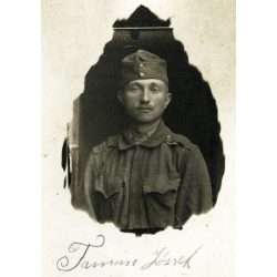   Tamási József katonai egyenruhában, 1. Világháború, katona, egyenruha, aláírás, 1910-es évek, monarchia, Eredeti fotó, aláírt papírkép.   