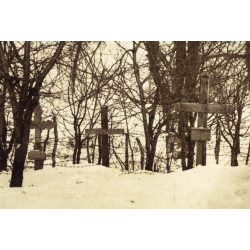   Magyar katonai temető valahol Oroszországban (?), Galícia (?), 1. világháború, 1917, 1910-es évek, monarchia, Eredeti fotó, hátulján feliratozott papírkép.  