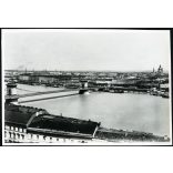 1930-as évekbeli nagyítás, Lánchíd a Dunával, Budapest, Belváros, 5. kerület, Bazilika, pesti rakpart, raktárépületek, Lipótváros, Gresham-palota, helytörténet, monarchia, 1900-as évek, Eredeti fotó, gyönyörű részletgazdag papírkép, amit az 1930-as é