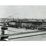 1930-as évekbeli nagyítás, Lánchíd a Dunával, Budapest, Belváros, 5. kerület, Bazilika, pesti rakpart, raktárépületek, Lipótváros, Gresham-palota, helytörténet, monarchia, 1900-as évek, Eredeti fotó, gyönyörű részletgazdag papírkép, amit az 1930-as é