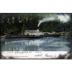   Balázsovich Gyula fényképész kiadása, Siófok, Balaton, a Baross gőzhajó, jármű, közlekedés, hajó, monarchia, 1900-as évek, Eredeti képeslap-fotó.   