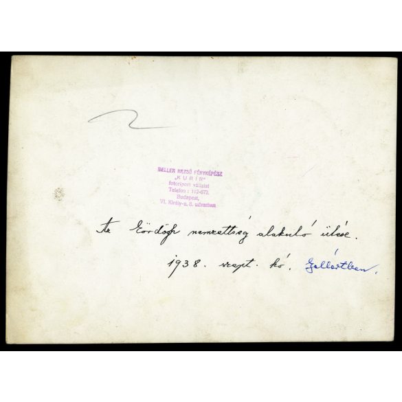 Nagyobb méret, Beller fényképész (Kurír), az Eördögh nemzetség alakuló ülése a Gellért szállóban, Budapest, főnemesi család, katonatisztek, egyházi méltóság, 1938. szeptember, 1930-as évek, Horthy-korszak, Eredeti fotó, hátulján pecséttel jelzett, fe