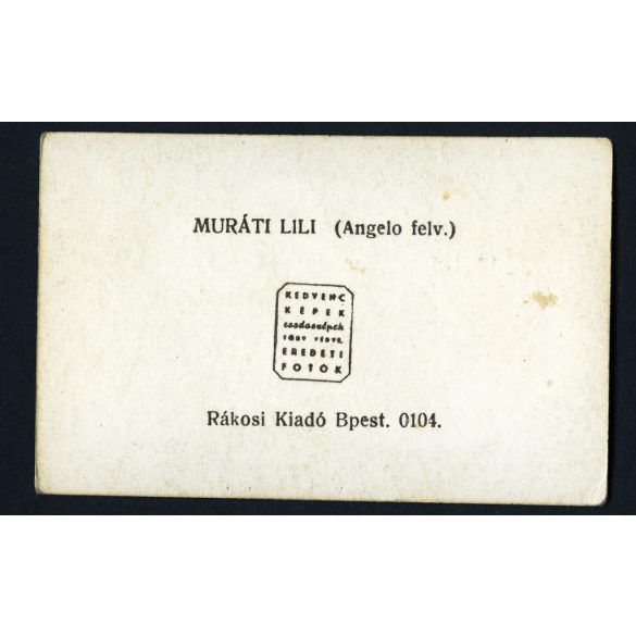 Angelo műterem, Muráti Lili színésznő portréja, színház, művész, film, színész, Horthy-korszak, 1940-es évek, Eredeti fotó, papírkép, Rákosi kiadó.