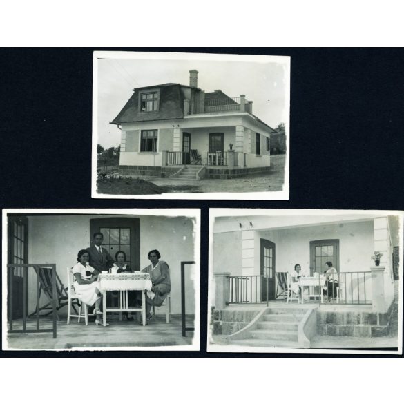 3 darab fotó, Sajóhelyiék villája, Balatonkenese, Balaton, helytörténet, Horthy-korszak, 1930-as évek, Eredeti fotó, papírkép.  