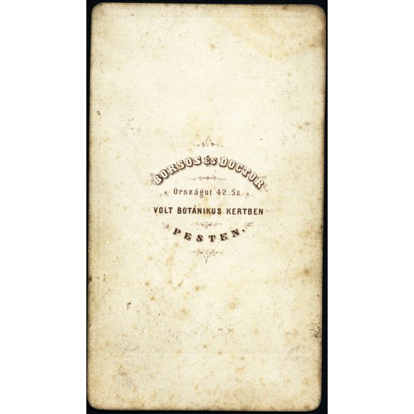 Borsos és Doctor műterme, Pest (Budapest), elegáns nő medállal, portré, monarchia, 1860-as évek, Eredeti CDV, vizitkártya fotó.  
