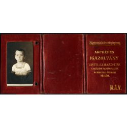   MÁV arcképes igazolvány, Antal Gyula Lajos fia részére, bélyegekkel, közlekedés, vasút, vonat, Horthy-korszak, 1930-as évek, monarchia, Eredeti arcképes igazolvány fotóval.  