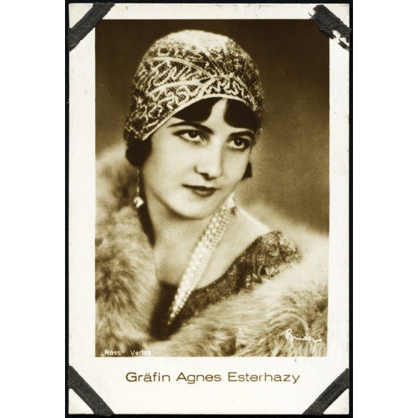 Hansom Filmbilder, Gróf Esterházy Ágnes színésznő, Németország, film, művész, Horthy-korszak, 1920-as évek, Eredeti fotó, hátulján jelzett papírkép ragasztásnyomokkal, gyűjteményes darab. 