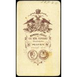 Borsos József műterme, Pest, elegáns fiatal férfi polgári ruhában, cilinder, sétapálca, monarchia, 1860-as évek, Eredeti CDV, vizitkártya fotó.   