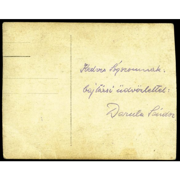 Magyar katona, Darula Sándor különös egyenruhában, puska, 1. világháború,  monarchia, 1910-es évek, Eredeti fotó, hátulján feliratozott papírkép.  