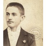 Sinayberger műterem, Budapest, MFTR Magyar (Királyi) Folyam- és Tengerhajózási RT, 36-os számú Igazoló-jegy Brügler Hugó részére, mélynyomó szárazbélyegzővel, közlekedés, monarchia, 1896 január, 1890-es évek, Eredeti CDV, vizitkártya fotó, igazolvány