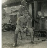 Tábori posta 622, Virágh János (1. honvéd gyalogezred), feleségének, magyar katonák, tábori konyha, gulyáságyú,  egyenruha, 1. világháború, katona, monarchia, 1917. VI. 6., 1910-es évek, Eredeti fotó, papírkép, hátulján feliratozott Tábori posta. 