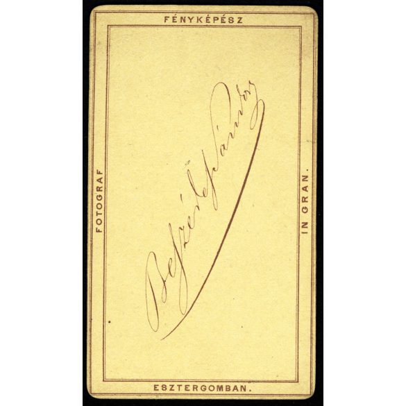 Beszédes Sándor műterme, Esztergom, elegáns nő nyaklánccal, ékszer, monarchia, 1870-es évek, Eredeti CDV, vizitkártya fotó gyönyörű hátlappal.  