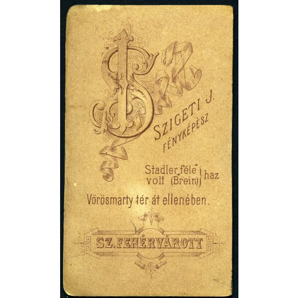 Szigeti J. műterme, Székesfehérvár, egyenruha, Ferencz József emlékérem, kitüntetés, monarchia, 1890-es évek, Eredeti CDV, vizitkártya fotó, széle vágott.   