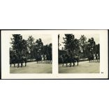 Német győzelmi katonai parádé, Varsó, Lengyelország, német katonai vezetők, lovas katonák, horogkereszt, náci egyenruha, 2. világháború, Horthy-korszak, jármű, közlekedés, 1939, 1930-as évek, Eredeti sztereó fotó, hátulján feliratozott gyűjteményes p