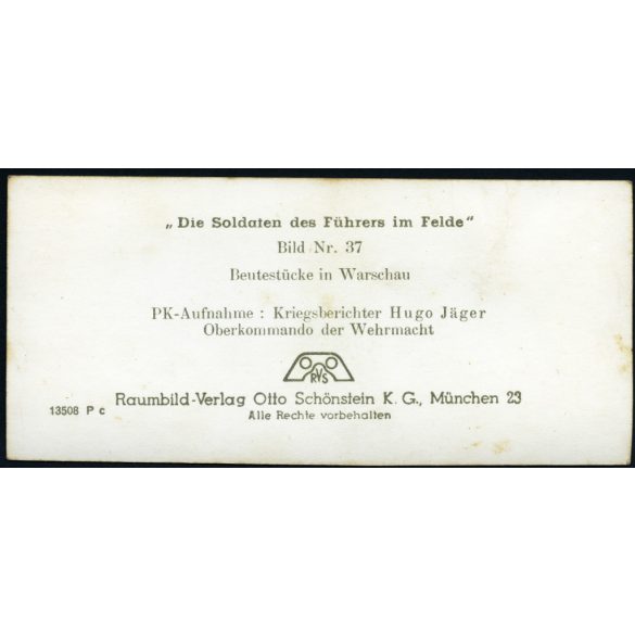 Hadizsákmány, lefoglalt lengyel fegyverek Varsóban, Lengyelország, 2. világháború, katona, Horthy-korszak, 1939, 1930-as évek, Eredeti sztereó fotó, hátulján feliratozott gyűjteményes papírkép. 