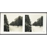 Német győzelmi katonai parádé, Varsó, Lengyelország, Adolf Hitler, német katonai vezetők, lovas katonák, horogkereszt, náci egyenruha, 2. világháború, Horthy-korszak, 1939, 1930-as évek, Eredeti sztereó fotó, hátulján feliratozott gyűjteményes papírk