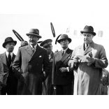 Eredeti üveg NEGATÍV! Álgyay-Hubert Pál államtitkár, vitéz Héjjas Iván, v dr. Grosschmid István a MALERT elnökigazgatója, Orlowsky Leon lengyel nagykövet, repülésügyi szakemberek, Budaörs, repülőtér, repülőgép, Magyar Légiforgalmi RT.,  Horthy-korsza